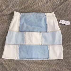 Woman’s PacSun Denim Patchwork Mini Skirt (Size: 26)